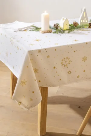 Remise Nappe déperlante 'Multiflakes' blanc et doré